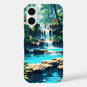 Coques iPhone 16 Cascade de la jungle d'été cachée