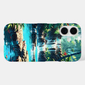 Coques Case-Mate iPhone Cascade de la jungle d'été cachée (Verso (horizontal))