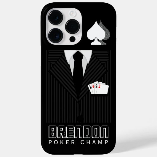 Coques Case-Mate iPhone Casino de poker Champ noir et gris Pinstripe (Verso)