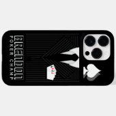 Coques Case-Mate iPhone Casino de poker Champ noir et gris Pinstripe (Verso (horizontal))