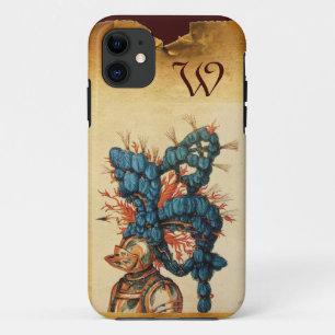 ETUI iPhone Case-Mate CASQUE DE CHEVALIER ANTIQUE AUX FEUILLES BLEU ROUG