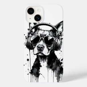 Coque Pour iPhone 14 Casque de chien cool Cute Animaux de compagnie enc