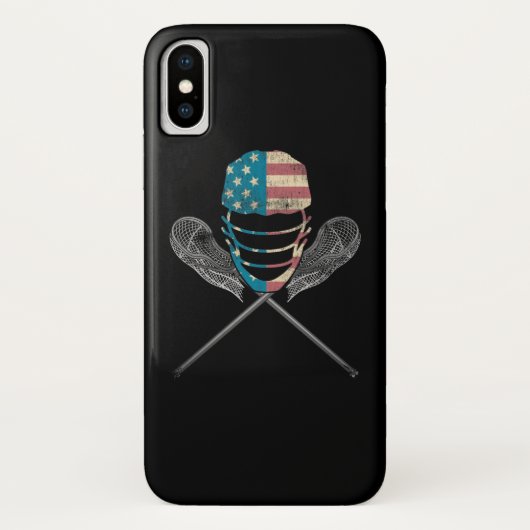 Coques Case-Mate iPhone Casque Et Bâton Lacrosse Drapeau Américain (Dos)