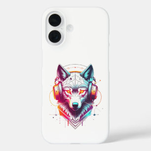Coques iPhone 16 Casque Neon Cyber Wolf Y2K