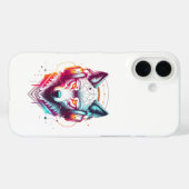 Coques Case-Mate iPhone Casque Neon Cyber Wolf Y2K (Verso (horizontal))