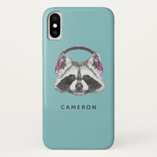 Coques Case-Mate iPhone Casque Raccoon | Ajouter Votre Nom (Dos)