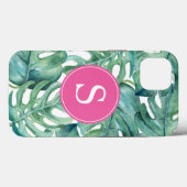 Coques Case-Mate iPhone Casque téléphonique bleu Monogramme vert Tropical (Verso (horizontal))