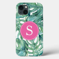 Casque téléphonique bleu Monogramme vert Tropical
