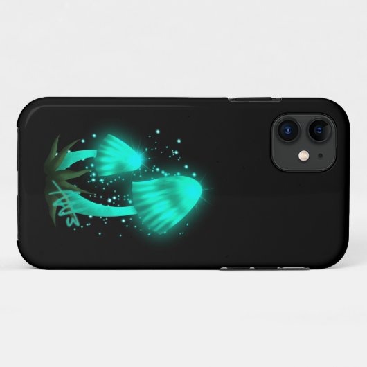 Coques Case-Mate iPhone Casquette de Pixie psychédélique de Cyan brillant (Dos (Horizontal))