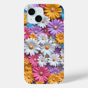 Coque Pour iPhone 15 Casseroles 3D colorées Boîtier téléphonique floral