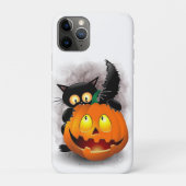Coques Case-Mate iPhone Cat Fun Halloween Character biting a Pumpkin  (Dos)