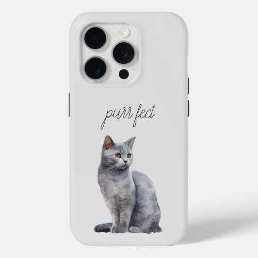 Coques Case-Mate iPhone Cat gris Purr (Verso)