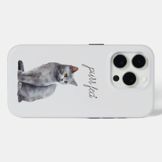 Coques Case-Mate iPhone Cat gris Purr (Verso (horizontal))