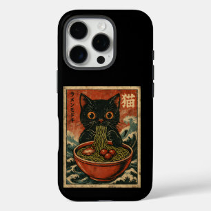 Coques iPhone 16 Pro Cat Ramen Japonais drôle Graphisme Kawaii Cat Anim