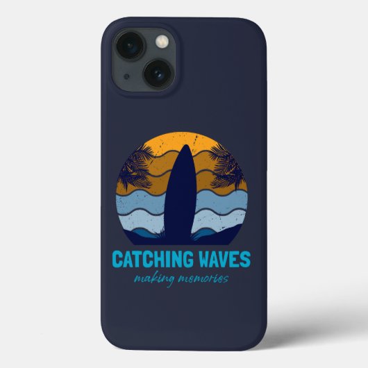 Coques Case-Mate iPhone Catching Waves Retro Surboard Beach Art (Verso)