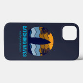 Coques Case-Mate iPhone Catching Waves Retro Surboard Beach Art (Verso (horizontal))
