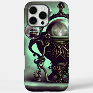Coques iPhone 16 Pro Max Cauldron orné avec boule de cristal vert et orbes