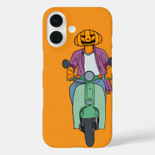 Coques iPhone 16 Cavalier Citrouille sur Scooter Menthe
