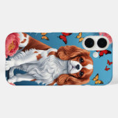 Coques Case-Mate iPhone Cavalier King Charles Pastel Fleurs & Papillons (Verso (horizontal))