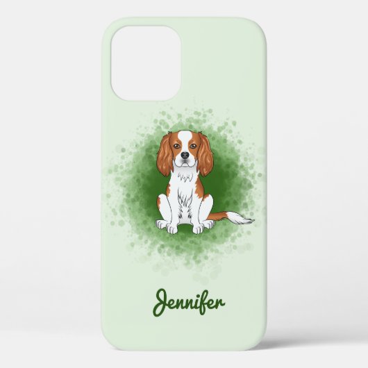 Coques Case-Mate iPhone Cavalier King Charles Spaniel Blenheim sur fond ve (Verso)