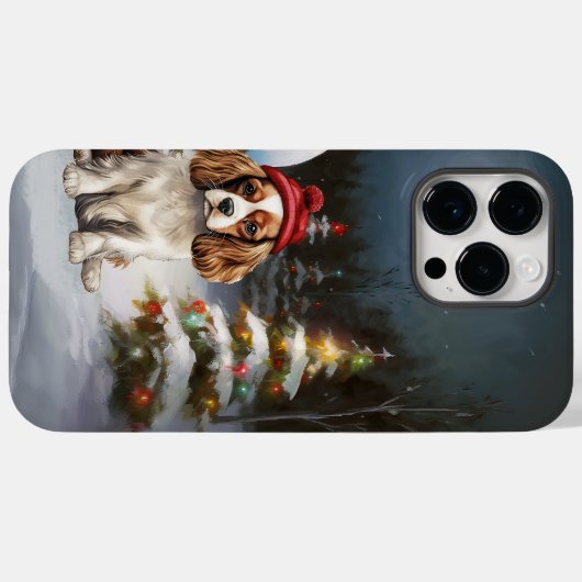 Coques Case-Mate iPhone Cavalier King Charles Spaniel Caravane Noël (Verso (horizontal))