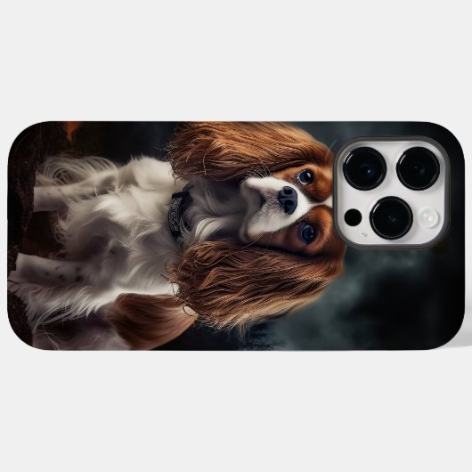 Coques Case-Mate iPhone Cavalier King Charles Spaniel Halloween effrayant (Verso (horizontal))