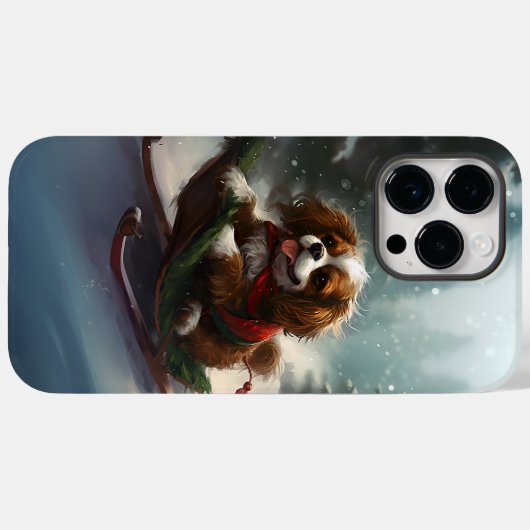 Coques Case-Mate iPhone Cavalier King Charles Spaniel neige de Noël (Verso (horizontal))