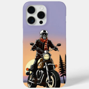 Coque iPhone 15 Pro Max 💀 Cavalier noir avec masque de crâne sur rue à gr