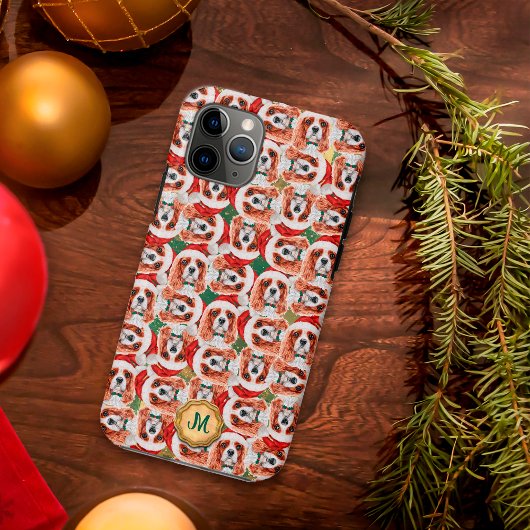 Coques Case-Mate iPhone Cavalier Spaniel Vert Doré Chien Mignon Noël
