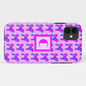 Coques Case-Mate iPhone Cavapoo mignon chien rose bleu silhouette Monogram (Dos (Horizontal))