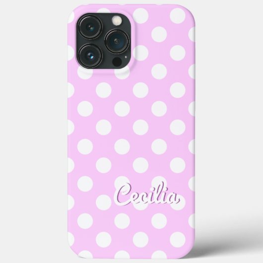Coques Case-Mate iPhone Cecilia Nom Modèle Rose Et Blanc Pois (Verso)