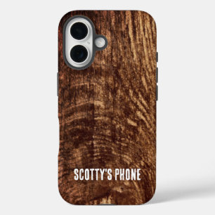 Coques iPhone 16 Cèdre   motif de bois rustique