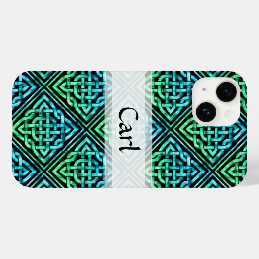 Coques Case-Mate iPhone Ceinture celtique personnalisée - bleu vert noir (Verso (horizontal))