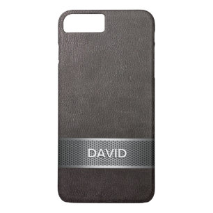 Coque iPhone 8 Plus/7 Plus Ceinture en cuir et acier moderne Faux Nom personn