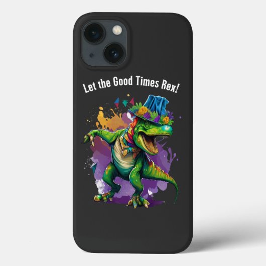 Coques Case-Mate iPhone Célébrez Mardi Gras avec Dancing T Rex Dinosaur (Verso)