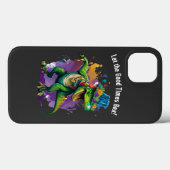 Coques Case-Mate iPhone Célébrez Mardi Gras avec Dancing T Rex Dinosaur (Verso (horizontal))