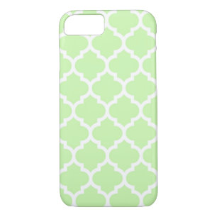Coque Case-Mate Pour iPhone Celery Green White Moroccan Quatrefoil Pattern #5