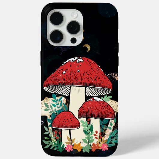 Coques Case-Mate iPhone Céleste Lune Boho Champignons magiques (Verso)