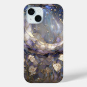 Coques Case-Mate iPhone Céleste Lune et verre floral (Verso)