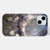 Coques Case-Mate iPhone Céleste Lune et verre floral (Verso (horizontal))
