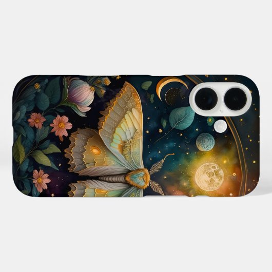 Coques Case-Mate iPhone Celestial Moth and Full Moon – Enchanted Night (Verso (horizontal))