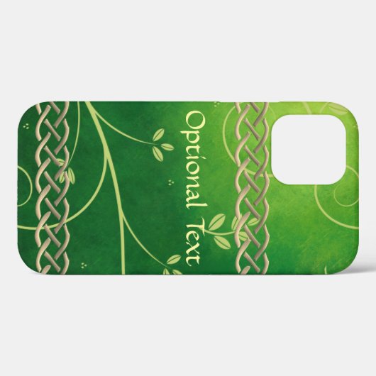 Coques Case-Mate iPhone Céltic Green Knots & Feuilles (Verso (horizontal))