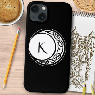 Case-Mate iPhone Case Celtic Knotwork Cercle de Lune Monogramme Noir Bla
