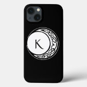 Coques Case-Mate iPhone Celtic Knotwork Cercle de Lune Monogramme Noir Bla (Verso)