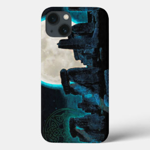 iPhone 13 Case Celtic Stonehenge, Moon & Stars Astronomy Royaume-
