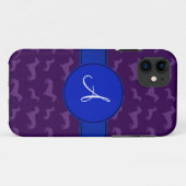 Coques Case-Mate iPhone Cercle bleu violet monogramme (Dos (Horizontal))