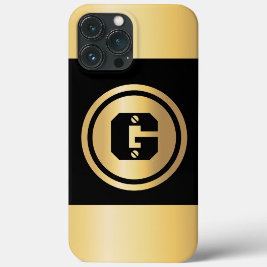 Coques Case-Mate iPhone Cercle d'or personnalisé Monogramme initial Noir O (Verso)