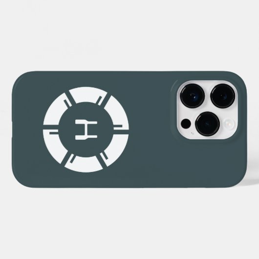 Coques Case-Mate iPhone Cercle Futuriste Avec Monogramme Sci-Fi Gris (Verso (horizontal))