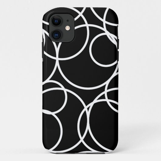 Coques Case-Mate iPhone Cercles blancs géométriques Noir moderne Abstrait (Dos)