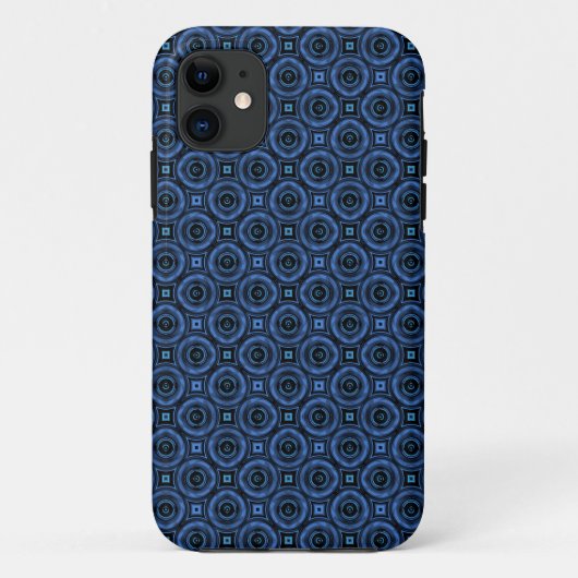 Coques Case-Mate iPhone Cercles bleu foncé rétro Abstraits (Dos)